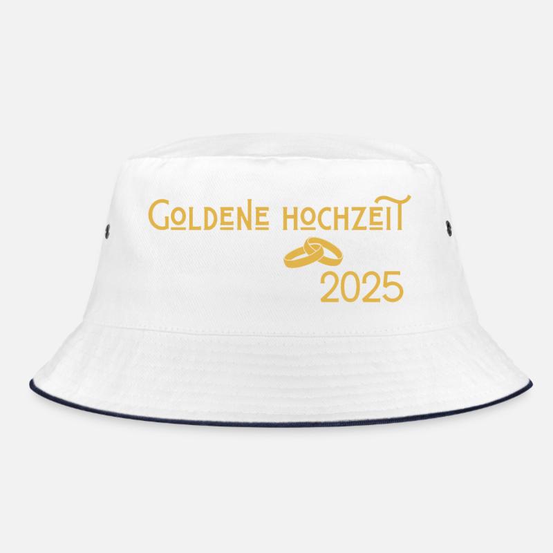 Goldene Hochzeit 2025 mit Ringen Jugendstil Bucket Hat