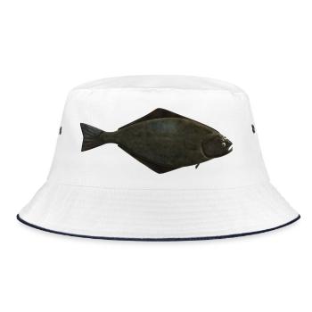 Heilbutt Natur für Angler in Norwegen oder Island - Bucket Hat - Weiß/Navy - Vorne