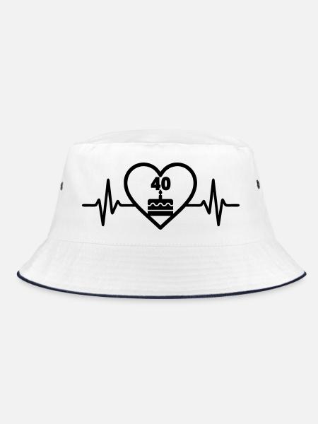 Herz Geburtstag 40 Jahre Kuchen - Bucket Hat - Weiß/Navy