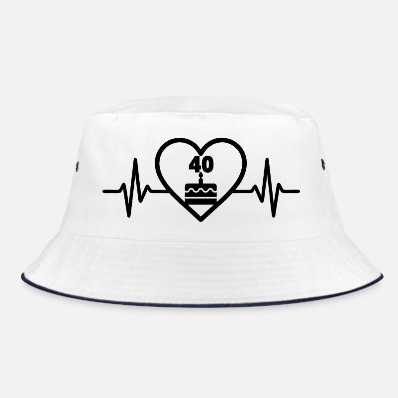 Herz Geburtstag 40 Jahre Kuchen - Bucket Hat - Weiß/Navy