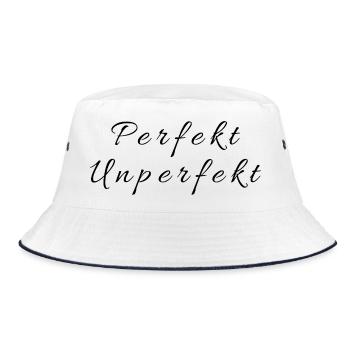 Perfekt_Unperfekt - Bucket Hat - Weiß/Navy - Vorne