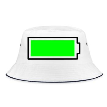Neon Green Block Design Battery Full Energy - Bucket Hat - white/navy - Front