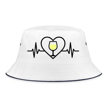 Wein Weinglas Herz Weißwein - Bucket Hat - Weiß/Navy - Vorne