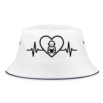 Baby Herz Familie Eltern - Bucket Hat - Weiß/Navy - Vorne