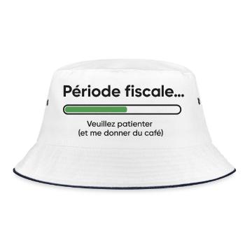 Fiscal period: slow loading, fast coffee - Bucket Hat - white/navy - Front