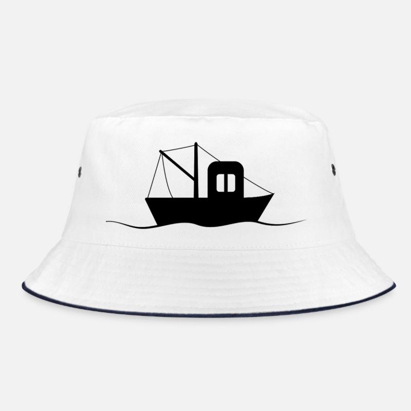 Fischkutter Silhouette, kleines Schiff Bucket Hat