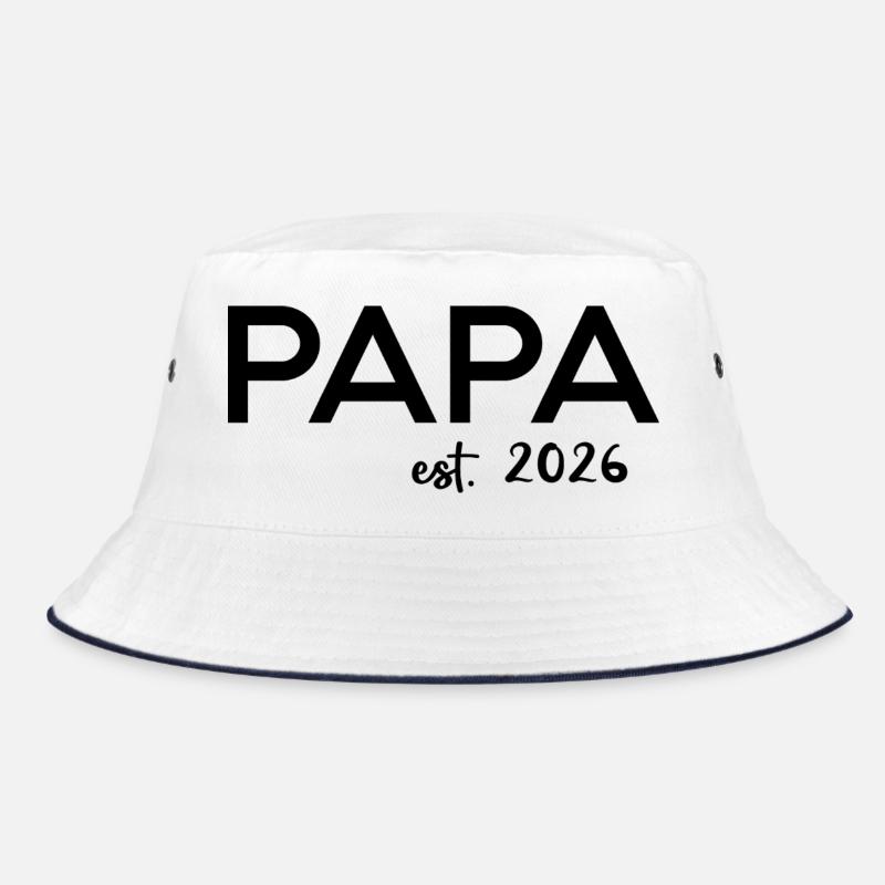 Papa Est. 2026 Vater seit 2026 Werdender Papa 2026 - Bucket Hat - Weiß/Navy