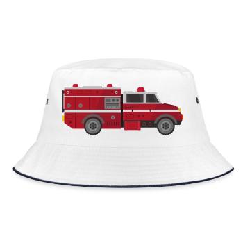 Feuerwehrauto - Bucket Hat - Weiß/Navy - Vorne