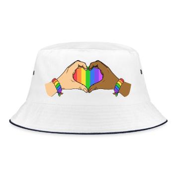 Pride Heart Hands Unity Rainbow Love Support Art - Bucket Hat - white/navy - Front