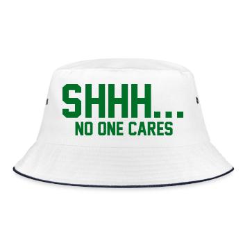 PSSST... Niemanden interessiert es - Bucket Hat - Weiß/Navy - Vorne