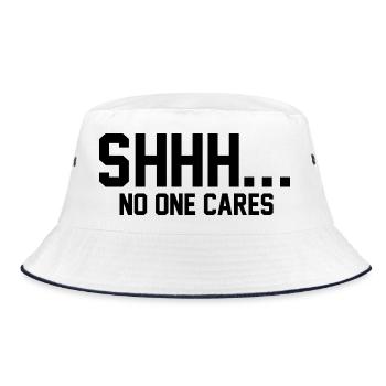 PSSST... Niemanden interessiert es - Bucket Hat - Weiß/Navy - Vorne