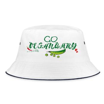 Go Vegan January - Bucket Hat - white/navy - Front