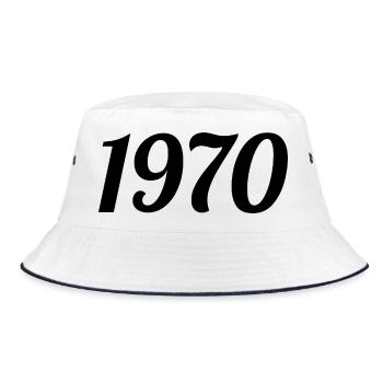 1970 Vintage 1970 Retro Geburtstagsgeschenk 1970er Jahre Geschenk - Bucket Hat - Weiß/Navy - Vorne