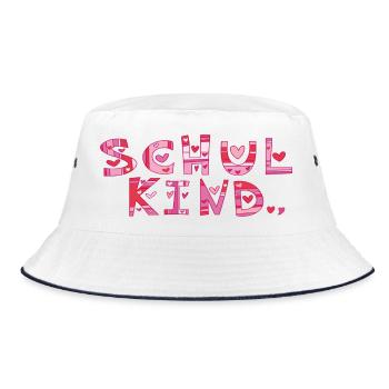 Schulkind mit Herzchen  - Bucket Hat - Weiß/Navy - Vorne