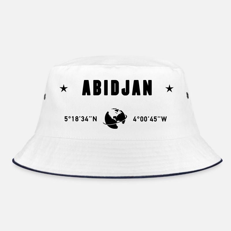 Abidjan Ivory Coast Coordinates Earth Bucket Hat