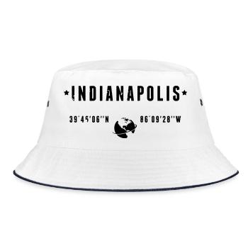 Indianapolis Indiana Coordinates Gps Globe - Bucket Hat - white/navy - Front