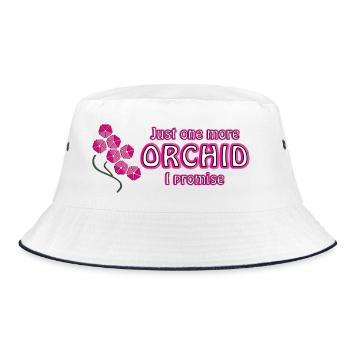 Nur noch eine Orchidee, das verspreche ich – Blumenkunst - Bucket Hat - Weiß/Navy - Vorne
