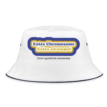 Extra Chromosom Extra Awesome - Bucket Hat - Weiß/Navy - Vorne