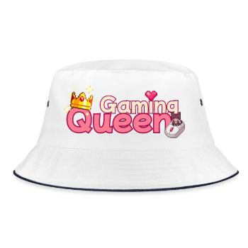 Gaming Queen Pixel Art Crown - Bucket Hat - Weiß/Navy - Vorne