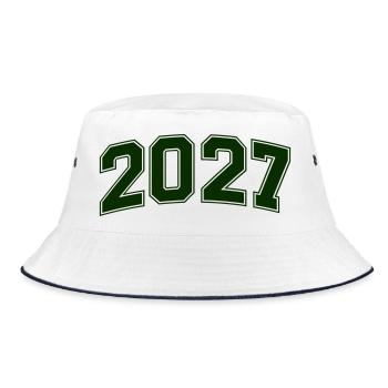2027 Grüne Outline-Zahlen - Bucket Hat - Weiß/Navy - Vorne