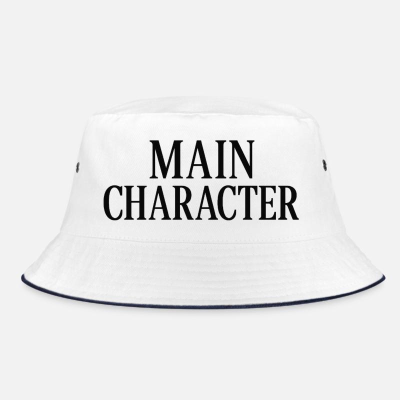 Main Character  - Bucket Hat - Weiß/Navy