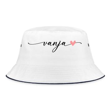 Vanja Name Calligraphy Font - Bucket Hat - white/navy - Front