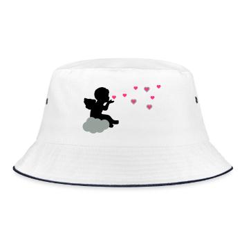 Stilisierter Liebesengel mit Herzen - Bucket Hat - Weiß/Navy - Vorne