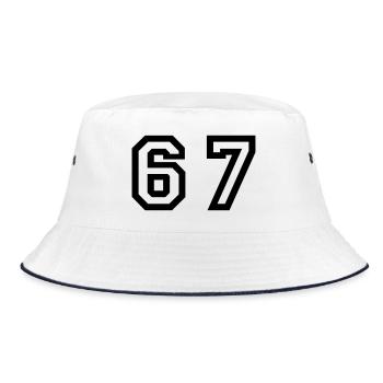 Number - 67 - Sixty Seven - Bucket Hat - white/navy - Front