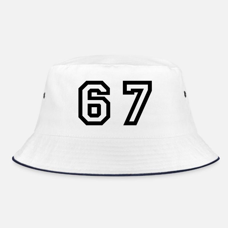 Number - 67 - Sixty Seven - Bucket Hat - Weiß/Navy