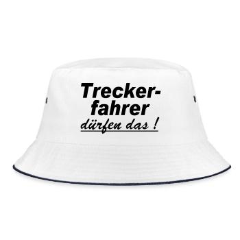 Traktor , Trecker , Trecker , Treckerfahrer(25) - Bucket Hat - Weiß/Navy - Vorne