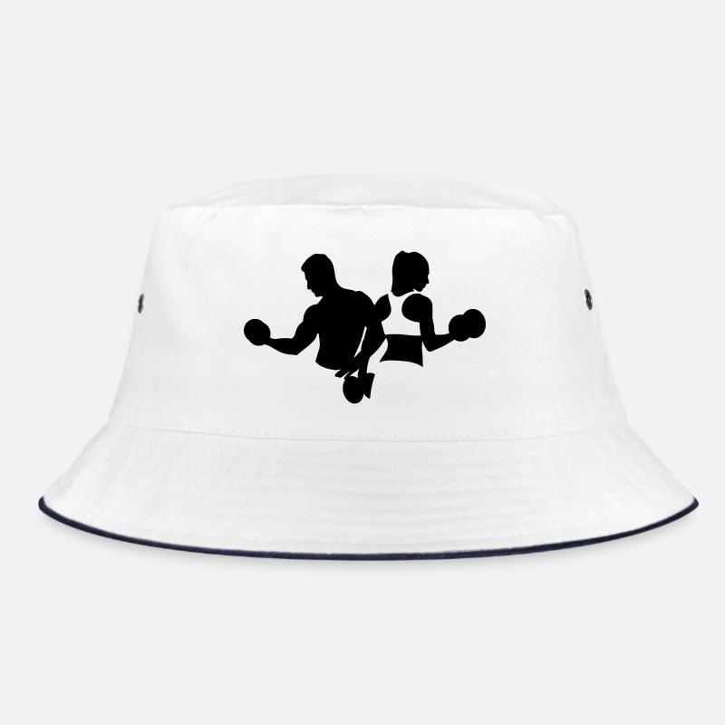 Bodybuilding - Bucket Hat - Weiß/Navy