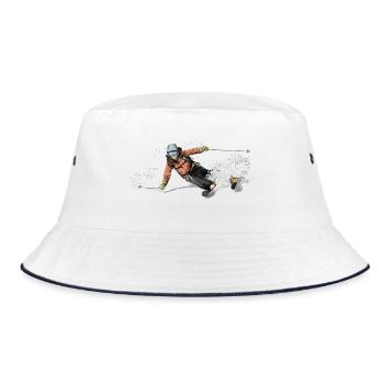 ski - Bucket Hat - Weiß/Navy - Vorne