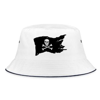Piratenflagge (Farben anpassbar!) - Bucket Hat - Weiß/Navy - Vorne