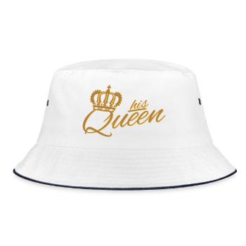 HIS QUEEN ♚ lettering & shadow (all colors) - Bucket Hat - white/navy - Front