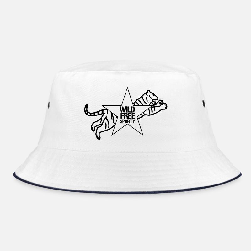 Sport Sportler Tiger Tier Fun Sprüche Geschenk - Bucket Hat - Weiß/Navy