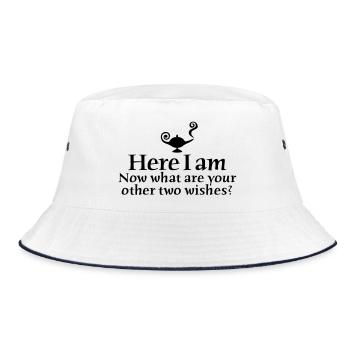 Here I am, now what are your other two wishes - Bucket Hat - Weiß/Navy - Vorne