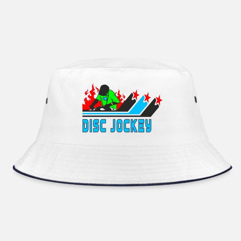 Disc Jockey / DJ / Gave / Gave Idé - Lystfisker-bøllehat - hvid/marineblå