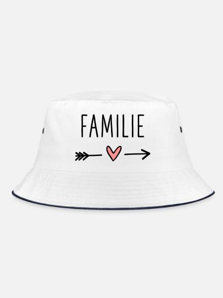 Familie Herz Pfeil Liebe Amor Zusammenhalt - Bucket Hat - Weiß/Navy