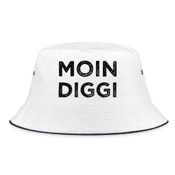 Moin Diggi Hamburg Nordsee Geschenk - Bucket Hat - Weiß/Navy - Vorne