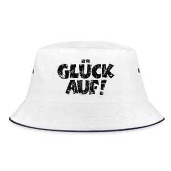 Glück Auf! (Vintage/Schwarz) - Bucket Hat - Weiß/Navy - Vorne