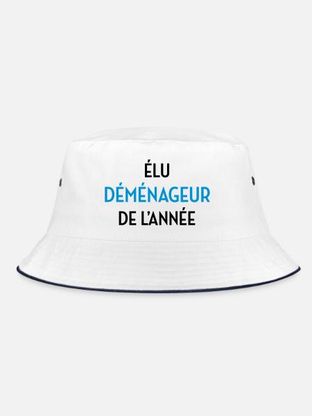 frachtführer / möbelpacker / mover / bewegen - Bucket Hat - Weiß/Navy - Vorne