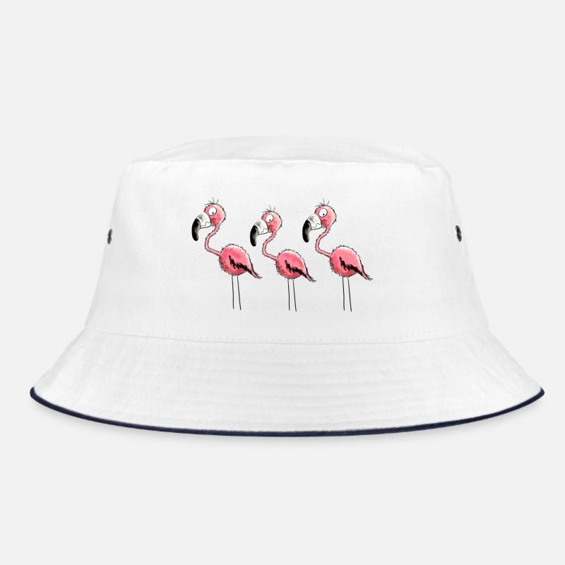 Flamingo Trio - Bucket Hat - Weiß/Navy