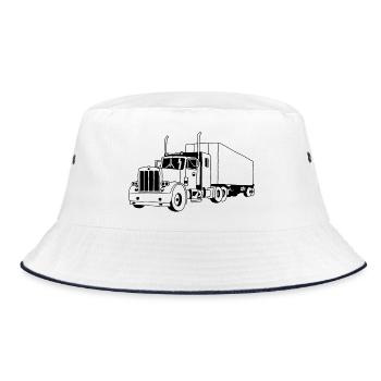 SCHWARZER LKW - Bucket Hat - Weiß/Navy - Vorne