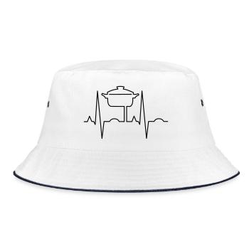 Heartbeat with pot - Bucket Hat - white/navy - Front
