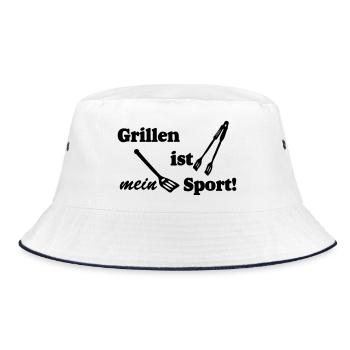 Grillkönig,Grillen,BBQ,Grillen mein Sport (25) - Bucket Hat - Weiß/Navy - Vorne
