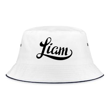Name Liam - Bucket Hat - white/navy - Front