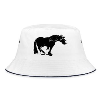 witziger Tinker schwarz, Irish Cob - Bucket Hat - Weiß/Navy - Vorne