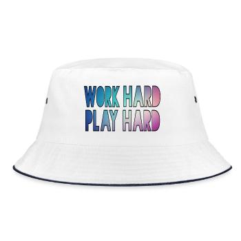 Work hard, play hard, work hard play hard * - Bucket Hat - white/navy - Front