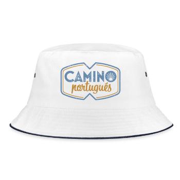Camino Portugués Pilger-Stempel | Jakobsweg - Bucket Hat - Weiß/Navy - Vorne