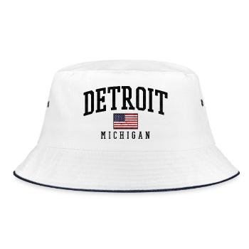 Drapeau vintage de Detroit, Michigan - Bob - blanc/marine - Devant